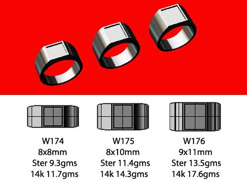 mens square rings for inlay