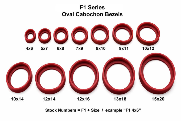 Oval Bezels cabochon bezels in red wax