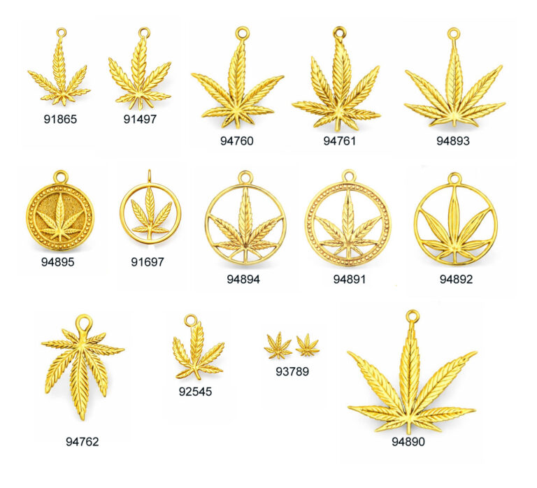 marijuana pendants 14k