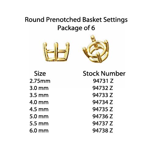 prenotched round basked heads product small