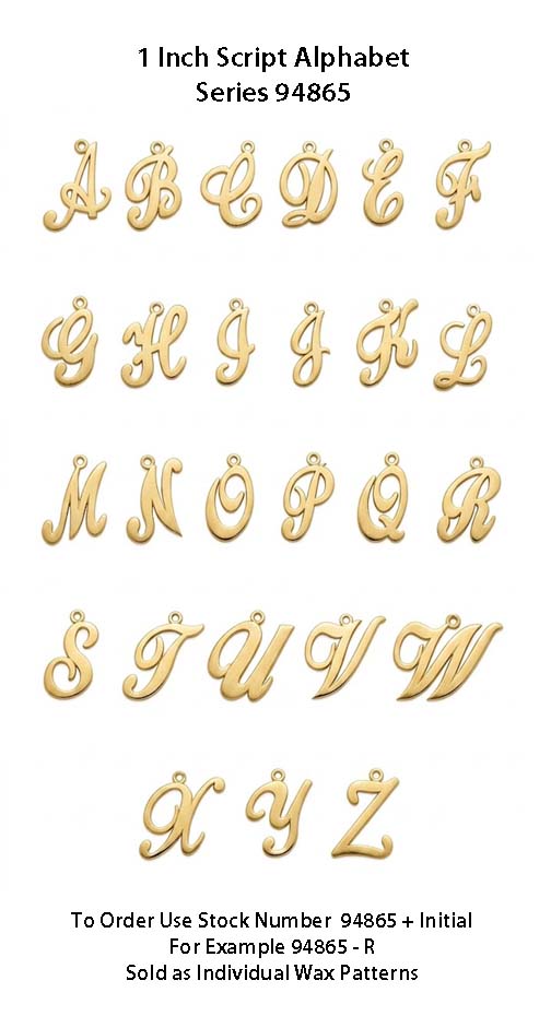 1 inch script alphabet in 14kt yellow small
