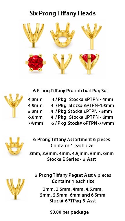6 prong tiffany findings 3 styles small