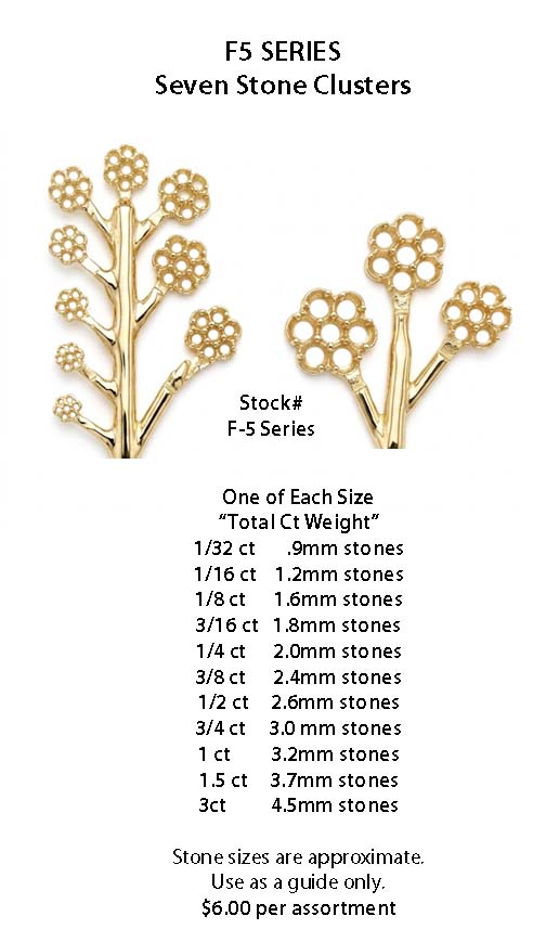 7 stone cluster 14kt f 5 series small