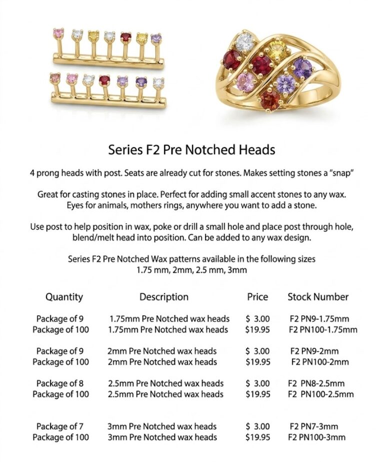 f2 prenotched heads 14kt