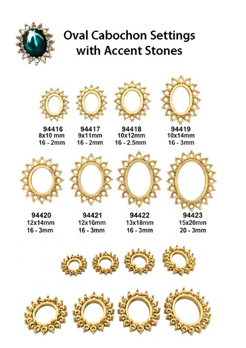 oval cabs with accent stones 14kt small
