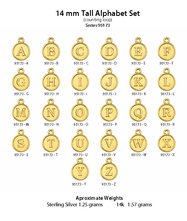 circle letters in 14kt yellow small